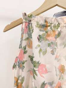 INAWLY Women's Allover Floral Print Sleeveless Peplum Hem Top - Pink - View 5