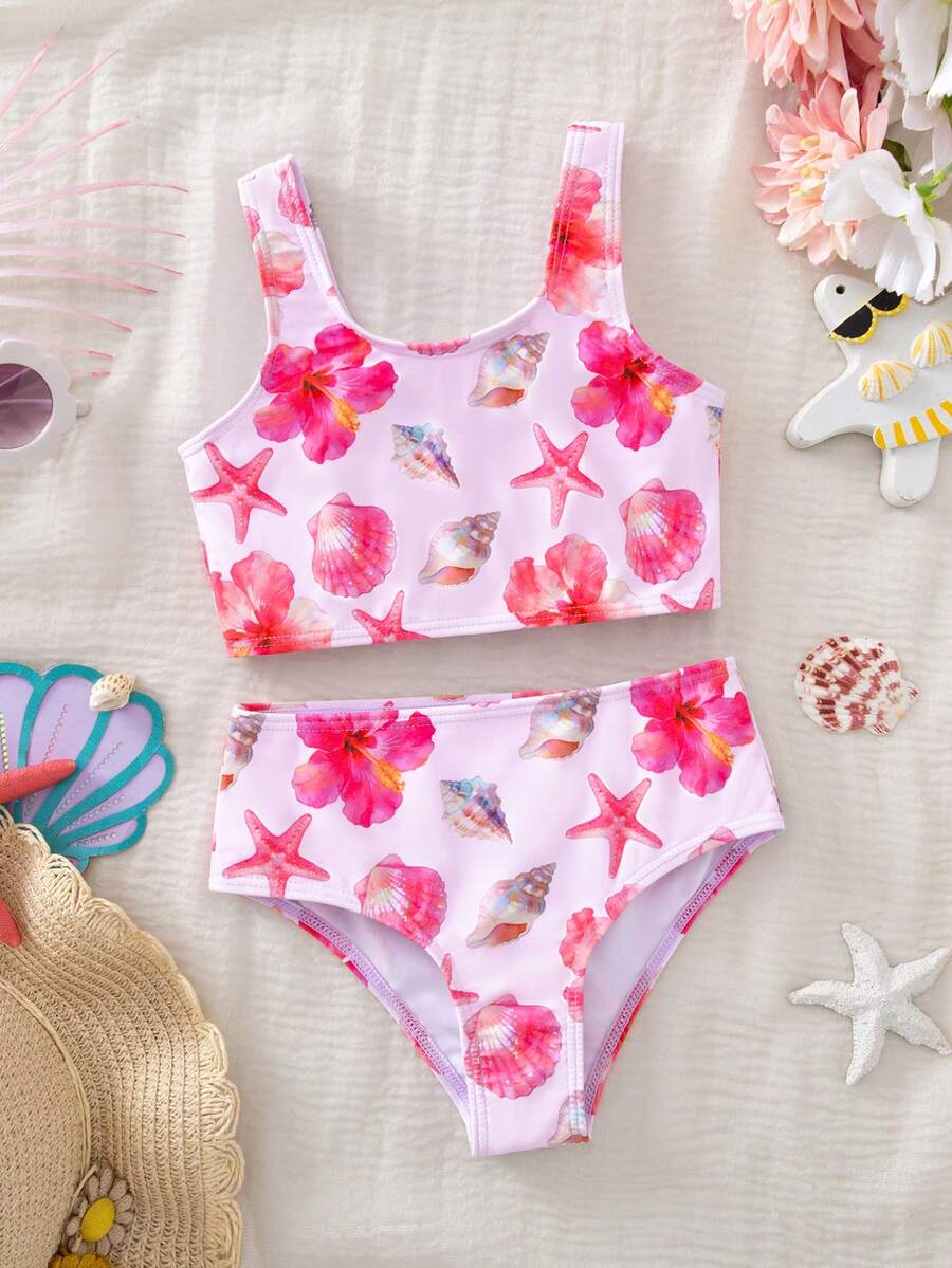 SHEIN Bộ đồ bơi in hình sao biển cho bé gái