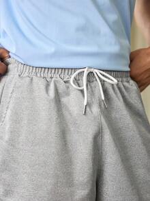Whitmere Men's Summer Casual Distressed Drawstring Waist Shorts, Versatile Daily Wear - Light Grey - View 5