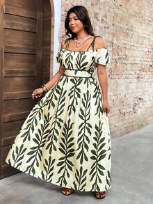 Breezaya Vestido de Verão Casual de Férias com Estampa Floral para Mulheres Plus Size - Verde - Visão 7