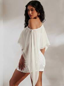Opulessa 2pcs Solid Color Knit Fitted Tube Top & Asymmetric Neck Loose Woven Blouse Set,Summer Top - White - View 2