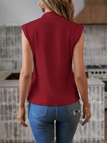 Easowa Women's Simple Sleeveless Tank Top, Versatile And Fashionable Casual Top - Burgundy - View 4