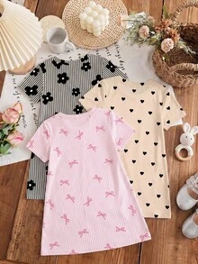 Đầm ngắn tay cổ tròn thường ngày cho bé gái - Nhiều màu - Xem 4