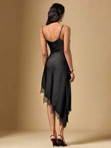 Briarwyn Đầm midi bằng satin dành cho nữ, kiểu dáng thanh lịch. - màu đen - Xem 2