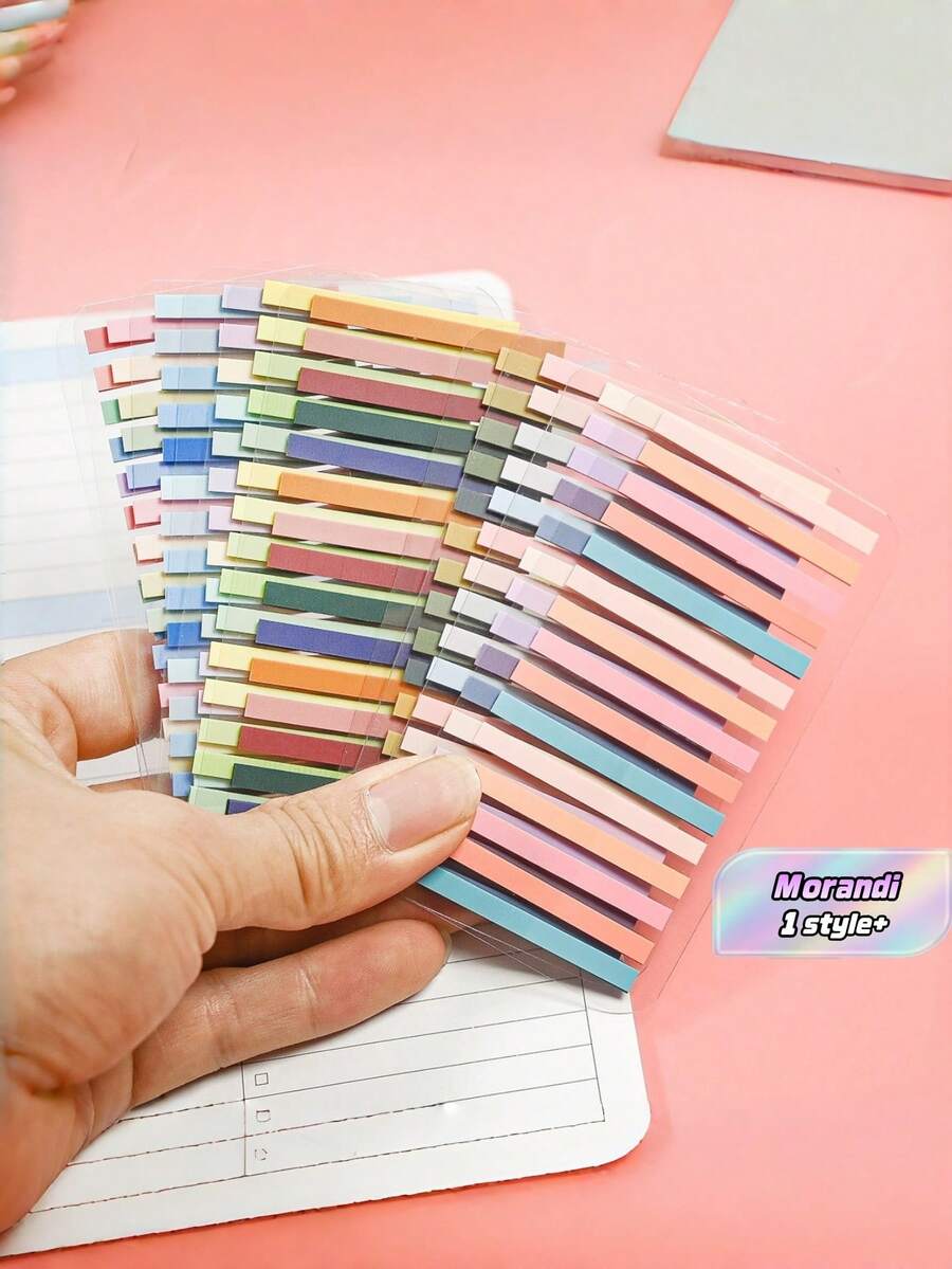 3000Sheets 10Styles PET Slim Index Tabs Sticky Notes Morandi Color Ins Style Student Office Home Book Markers Page Flags Study Supplies - Multicolor - View 1