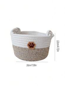 1PC Foldable Washable Woven Multi-Functional Pet Storage Basket For Desktop Toiletry Toy Clothing Home Organization Pet Clothes Room Clutter Toys Storage - Multicolor - View 3