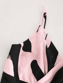 SHEIN PariChic 女士印花系带腰身休闲连体裤 - 粉色 - 查看 5
