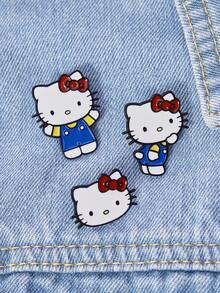 HELLO KITTY AND FRIENDS | SHEIN HelloKitty Cartoon Series Alloy Brooch Cartoon Badge, IP Joint Model, Cute, Suitable For Daily Decoration, Exquisite Small Gifts - Multicolor - View 1