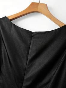 GlowEve CURVE Plus Size Women's Elegant Round Neck Sleeveless Rhinestone Bow Waist A-Line Short Dress,Black Summer Formal Evening Party High Quality Fashion - Black - View 8