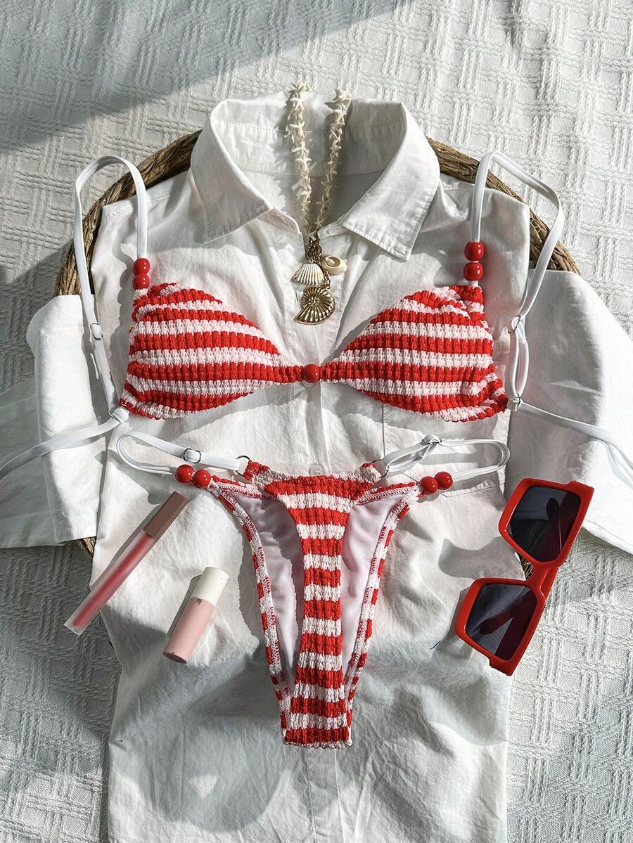 Swim Mod Bộ bikini hai mảnh đính hạt cườm, chất liệu vải jacquard, dành cho nữ, mùa xuân/hè. - Nhiều màu - Xem 1