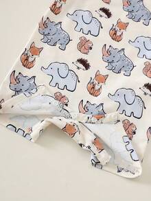 SHEIN 3 pièces Ensemble barboteuse sans manches pour bébé garçon nouveau-né, motif mignon de dessin animé tricoté, style décontracté d'été - Multicolore - Voir 5