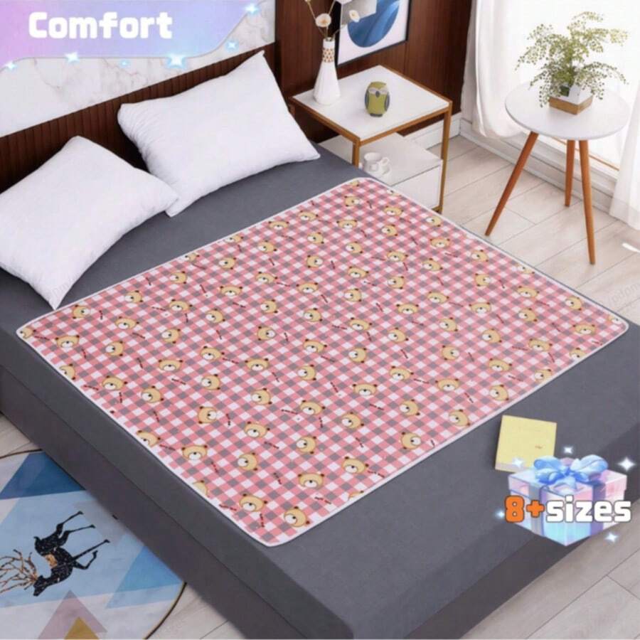 1pc Cute Cartoon Pattern Pet Waterproof Urine Pad, Breathable Lightweight Washable Mat For Small Pets, Suitable For AllSeasons,Random Pattern Cutting, Not Machine Washable, Bottom Not Waterproof