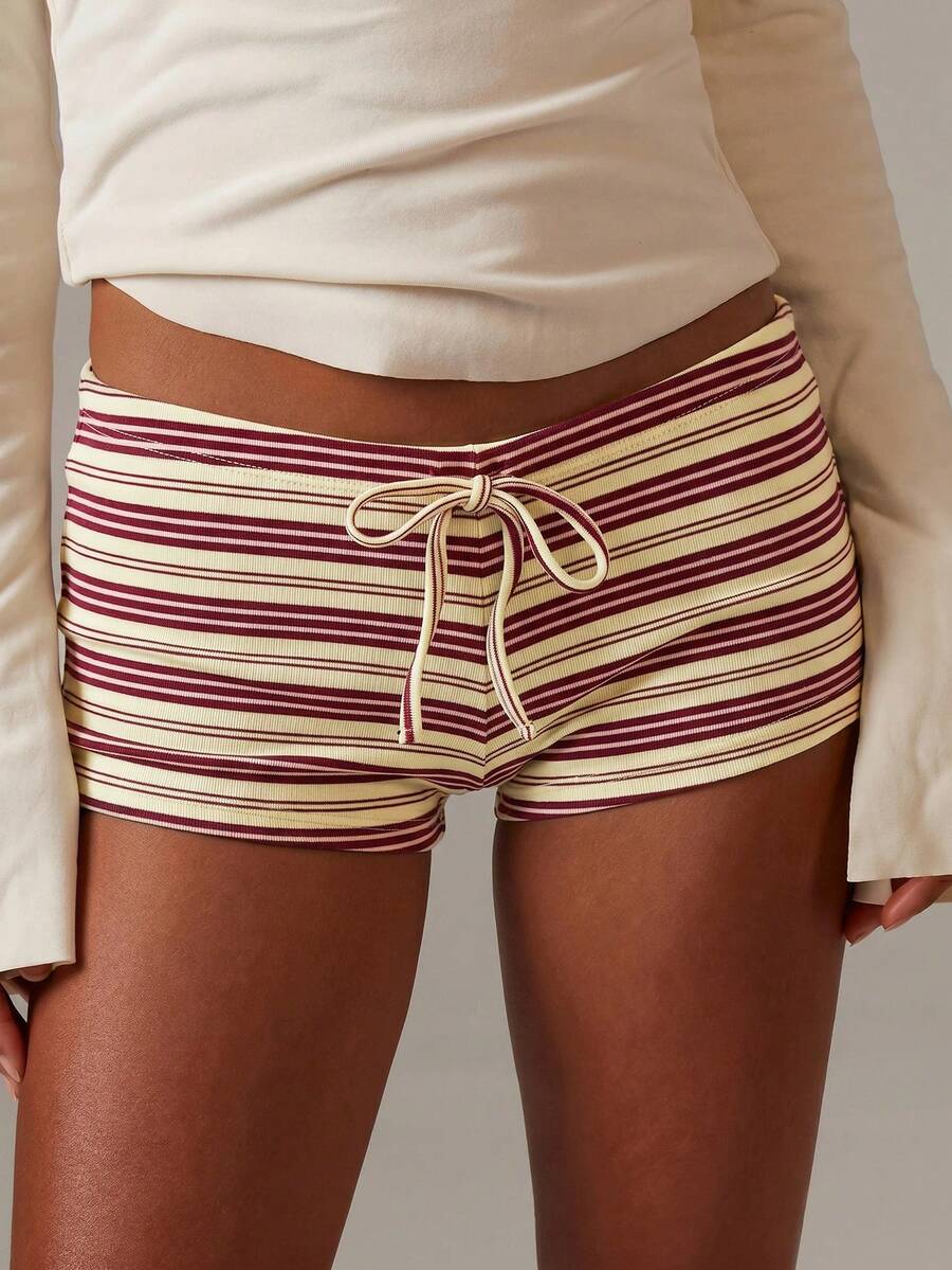 Athîral Quần short bó sát kẻ sọc bằng vải jersey dành cho nữ - Màu vàng - Xem 1