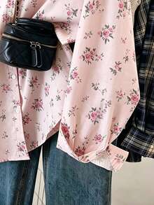 Resyla Camisa de mujer de manga larga con estampado floral, de un solo pecho, casual y versátil para uso diario - Multicolor - Ver 4