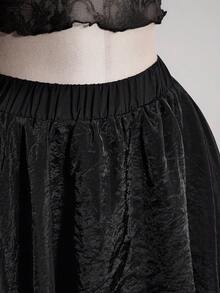 SHEIN ICON 大码女式纯色休闲百搭日常穿搭半身裙 - 黑色 - 查看 9