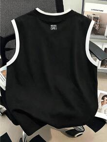 OldRiff 男士休閒學院風數字印花無袖運動背心，適合戶外活動與度假 - 彩色 - 查看 2