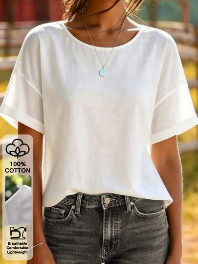 Balvessa Women's Loose Cotton Shirt, Summer