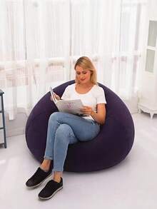 1 Oversized Inflatable Slouchy Sofa Chair, Made Of Gray Pvc Material, Portable And Foldable, Ergonomically Designed, Suitable For All Seasons, Perfect For Both Home Life And Outdoor Camping Scenarios - Multicolor - View 5