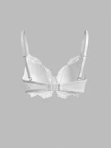 DAZY Áo ngực nữ phối ren, dây mảnh điều chỉnh được, hơi nhún. - trắng - Xem 2