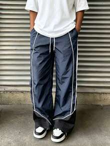 Sport MetroGents Men's Casual Versatile Striped Design Straight Leg Sports Pants, Suitable For Everyday Wear, Summer & All Seasons, Gym - Blue - View 6