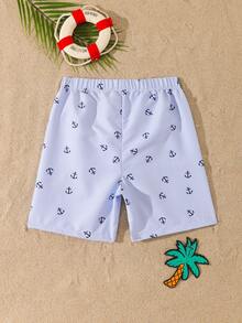 SHEIN Tween Boys Printed Beach Shorts - Blue - View 3