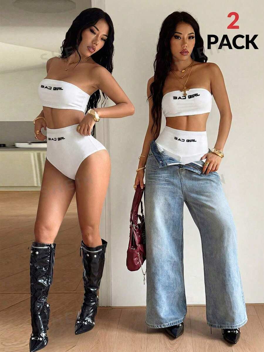 Coolane 女士夏季街头运动外出基本款弹力黑色修身高腰弹力毛衣黑色短裤两件套 - 白色 - 查看 1