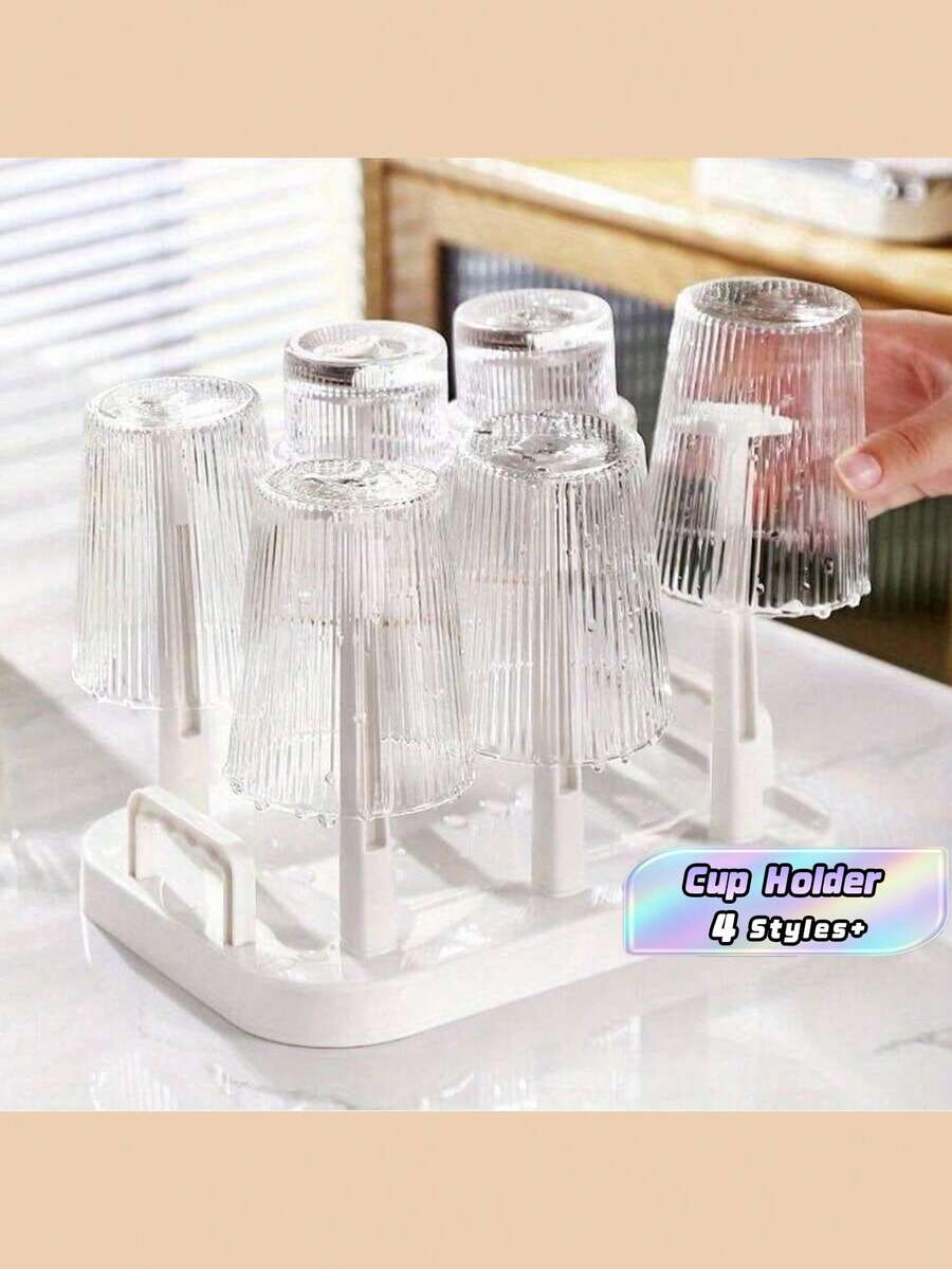 1个节省空间的塑料杯沥水架，大容量防尘倒置杯架，适用于台面，适用于玻璃杯和塑料杯，经久耐用且设计时尚，杯子晾干解决方案 | 现代杯架 | 倒置设计，杯子收纳架 - 彩色 - 查看 1