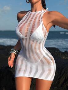 Swim SXY 2026新款白色镂空浪漫针织无袖罩衫（女款） - 白色 - 查看 4