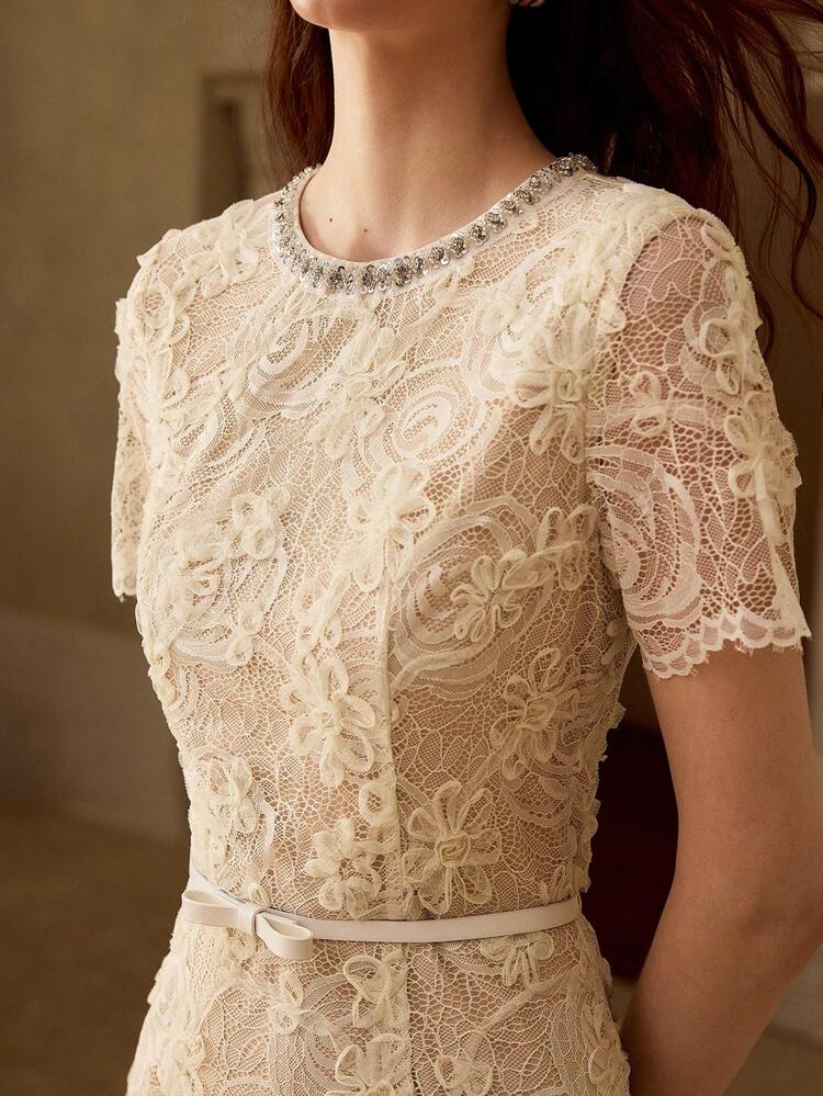 ELEGANT LACE MIDI DRESS FOR WOMEN
