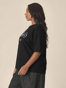 MUSERA Plus Size Graphic Plus Size Tshirt Spring Summer Cute Cosy Cottage Core Spring Dew Holiday - Black - View 3