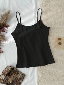 Divinelle Áo tank top kiểu dáng tối giản, chất liệu 95% cotton, họa tiết thêu giả, thích hợp cho mùa hè. - màu đen - Xem 2