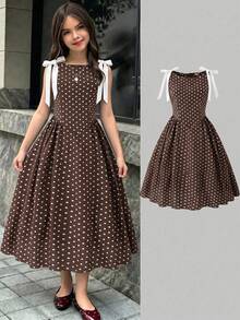SHEIN Đầm không tay ôm eo màu đen trắng sang trọng, cao cấp, thời trang với điểm nhấn nơ tương phản, phù hợp cho tiệc tùng, du lịch, nghỉ dưỡng, đi biển và các dịp khác. - Nhiều màu - Xem 3
