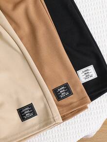 SHEIN 青少年男孩 6件/套 休閒純色字母印花短袖T恤與鬆緊腰短褲 6件基礎套裝，春/夏 - 彩色 - 查看 4