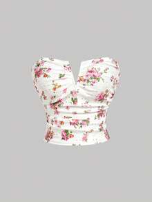 SHEIN MOD 3件套女士白色深V领褶皱吊带背心 - 彩色 - 查看 6