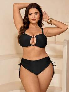 Swim Chiccia Plus Size Black Sexy Casual Vacation Swimwear Beach Summer - Black - View 6