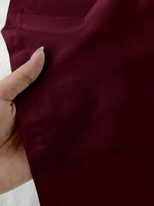 Tseoso 1pc Solid Form Fitted Tee, 95% Cotton, Deep Burgundy, Suitable For Summer,Summer Top - Burgundy - View 8