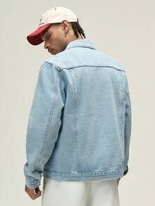 ÉpureWay Áo khoác denim dài tay dáng rộng mùa xuân thu dành cho nam - Rửa nhẹ - Xem 2