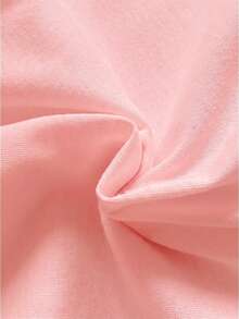 SHEIN Young Girl Summer Casual Vacation Sweet Cute Solid Color Faux Pearl 3D Floral Ruffle Armhole T-Shirt - Pink - View 8