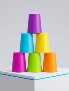 MINKOJA MINKOJA Juego de apilamiento de vasos, juego de competencia de rompecabezas de mesa, entrenamiento educativo temprano para el reconocimiento de colores, entrenamiento del pensamiento lógico, juguete interactivo de apilamiento de vasos, regalo de fiesta para niños y niñas - Multicolor - Ver 8