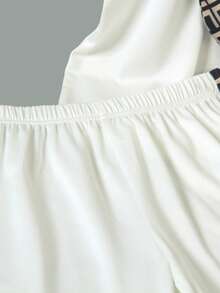 Tween Boy Summer Casual Daily Commute Fashion Letter Print Contrast Sideseam Loose T-Shirt And Shorts Set - White - View 5