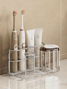 Cirelle Stainless Steel Toothbrush Holder For Bathroom Countertop, Toothbrush And Toothpaste Organizer - Multicolor - View 3