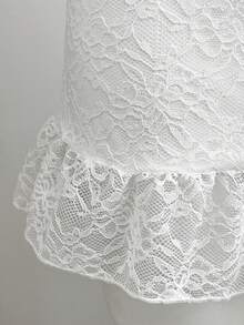Elamini Đầm nữ màu trắng xếp ly cổ chữ V, viền bèo nhún, dáng ôm tôn dáng, kiểu dáng chữ A, thích hợp cho kỳ nghỉ lãng mạn, tối giản và gợi cảm, mùa xuân/hè. - trắng - Xem 6