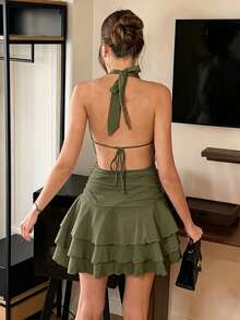 Women Midi Dresses - Army Green - View 2