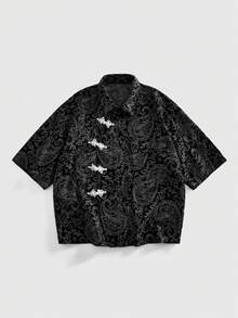 ROMWE MEN Street Life Áo khoác denim nam kiểu Trung Quốc cài nút - Màu xanh lam - Xem 1