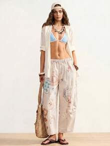 Bohemela Quần jean denim nữ thời trang, đa năng, in hoa, có túi. - Nhiều màu - Xem 7