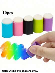 5/6/10/20pcs Craft Finger Sponge Applicator Drawing Project Finger Painting Sponge Set For Card Making, Painting, Stamping, Ink,Back To School,School Supplies - Black - View 17