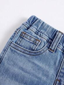 SHEIN Jeans décontractés à jambes droites pour bébé garçon, convient pour l'automne/l'hiver - Jean clair - Voir 4