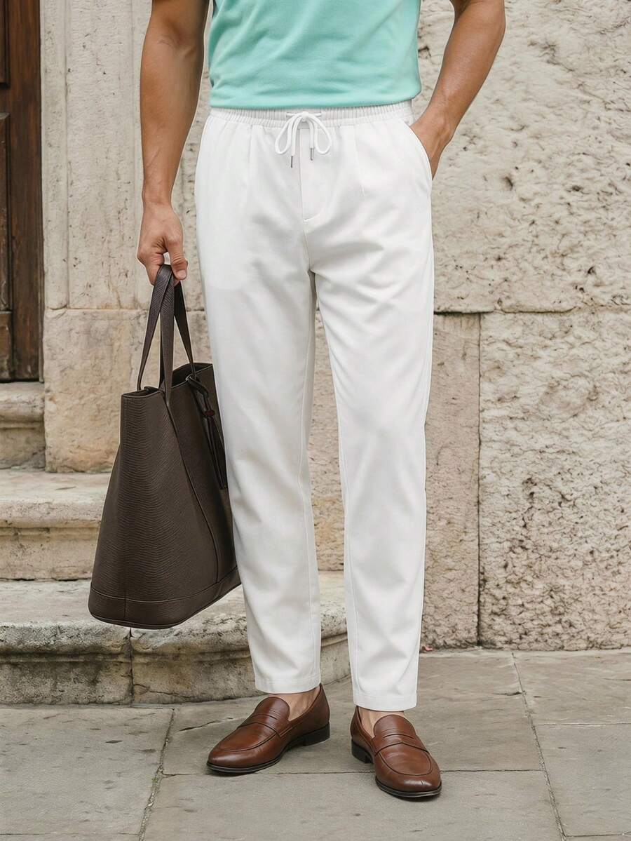 Manfinity VCAY Pantalones con cordón tejidos para hombre, para el otoño - Blanco - Ver 1