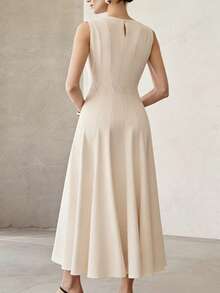 MOTF PREMIUM VESTIDO ELEGANTE FRANCÉS CON DISEÑO CEÑIDOR DE CINTURA PARA MUJERES - Café - Ver 3