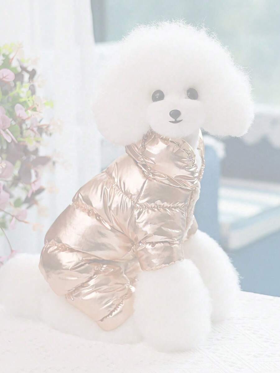冬季三足宠物服装 - 防风防水,保暖内衬,适合泰迪、贵宾犬和小型犬,有 7 种颜色可选 - 金色 - 查看 1